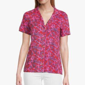 Lilly Pulitzer Pajama Shirt M NWT PJ Knit Button Up $58 Pink Starfish